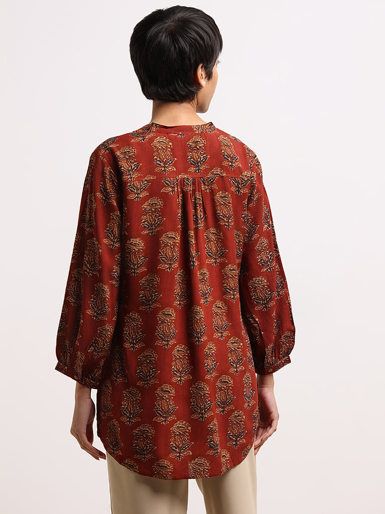 Utsa Maroon Button-Down Kurti