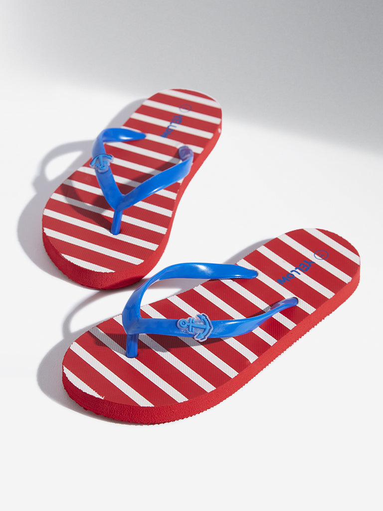 Yellow Red Striped Flip-Flop