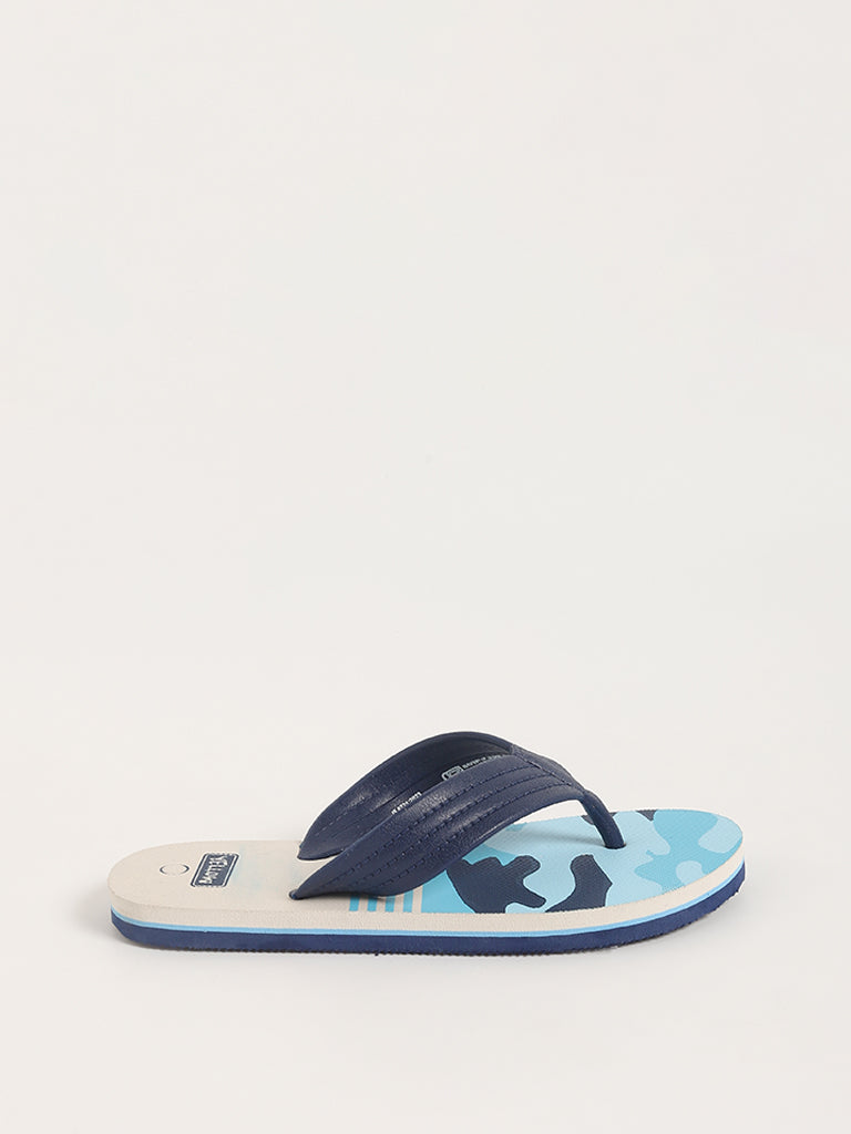 Yellow Navy Printed Flip-Flop