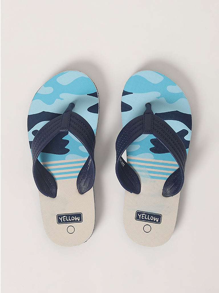 Yellow Navy Printed Flip-Flop