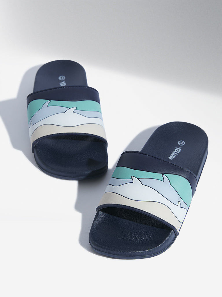 Yellow Multicolor Shark Design Slides