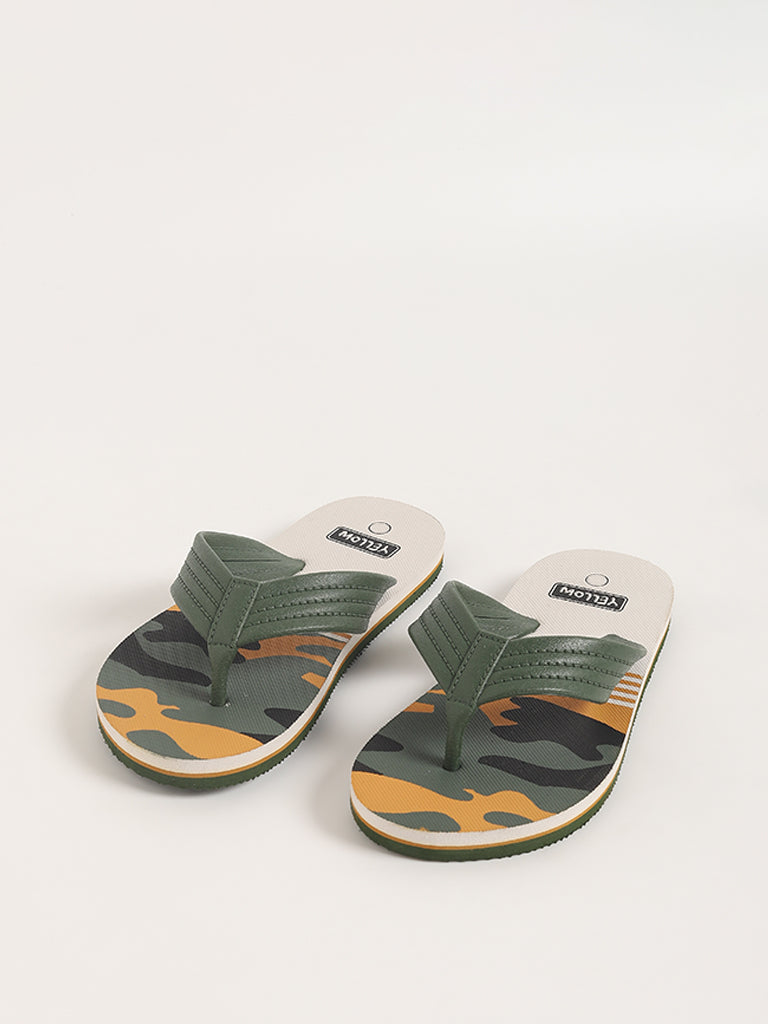 Yellow Olive Camouflage Flip-Flop