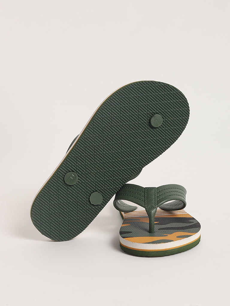 Yellow Olive Camouflage Flip-Flop