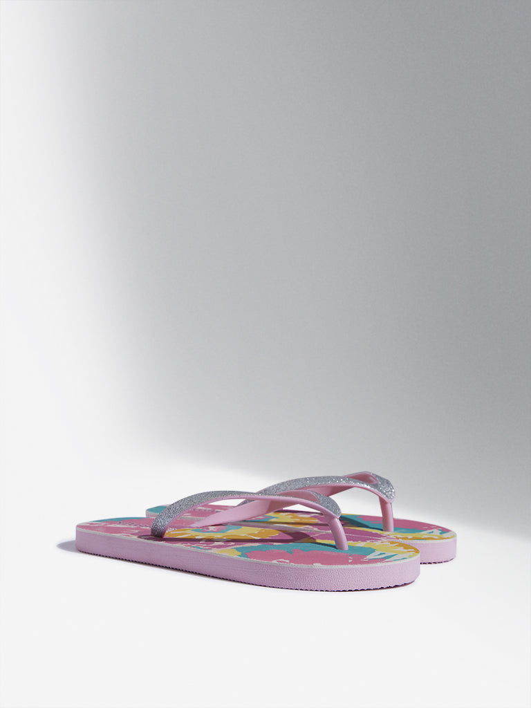 Yellow Pink Abstract Design Flip-Flop