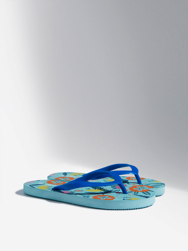 Yellow Multicolor Floral Design Flip-Flop