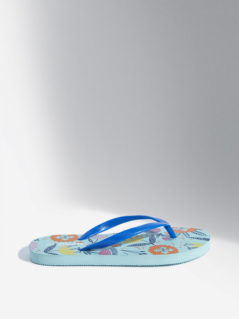 Yellow Multicolor Floral Design Flip-Flop