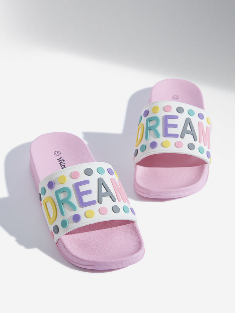 Yellow Light Pink Text Embossed Slides