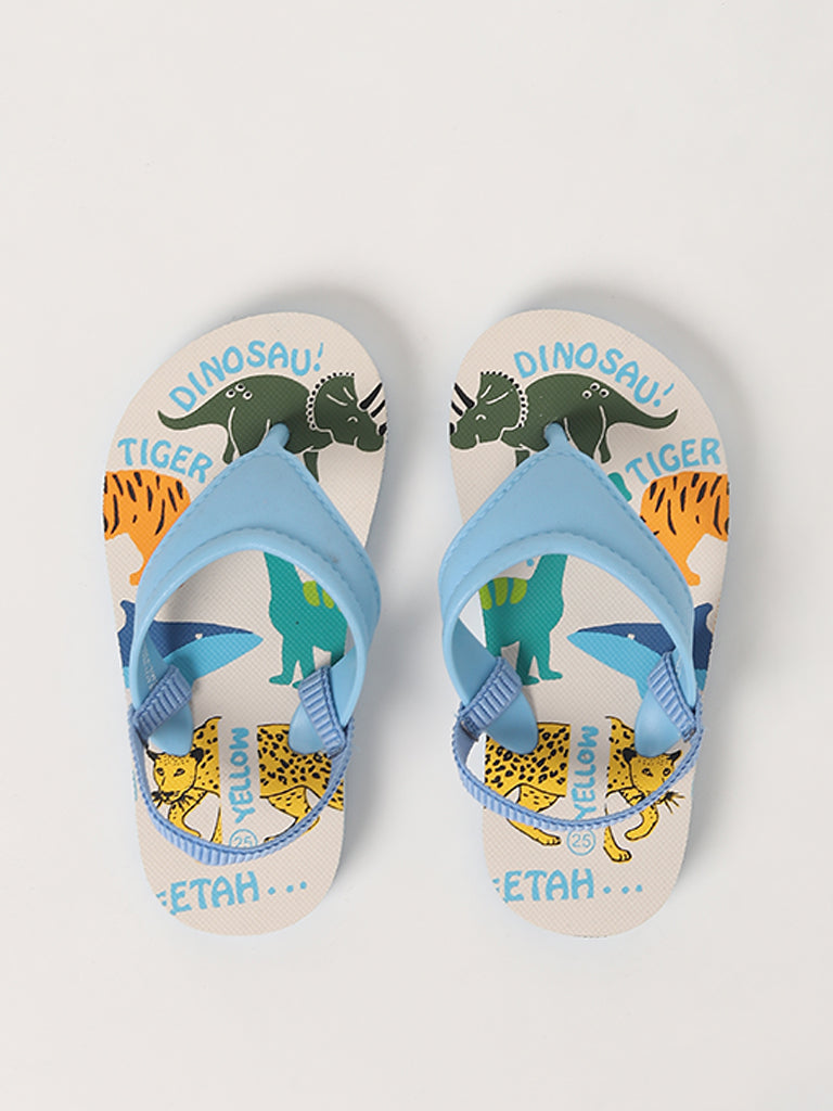 Yellow Blue Dino Flip-Flop