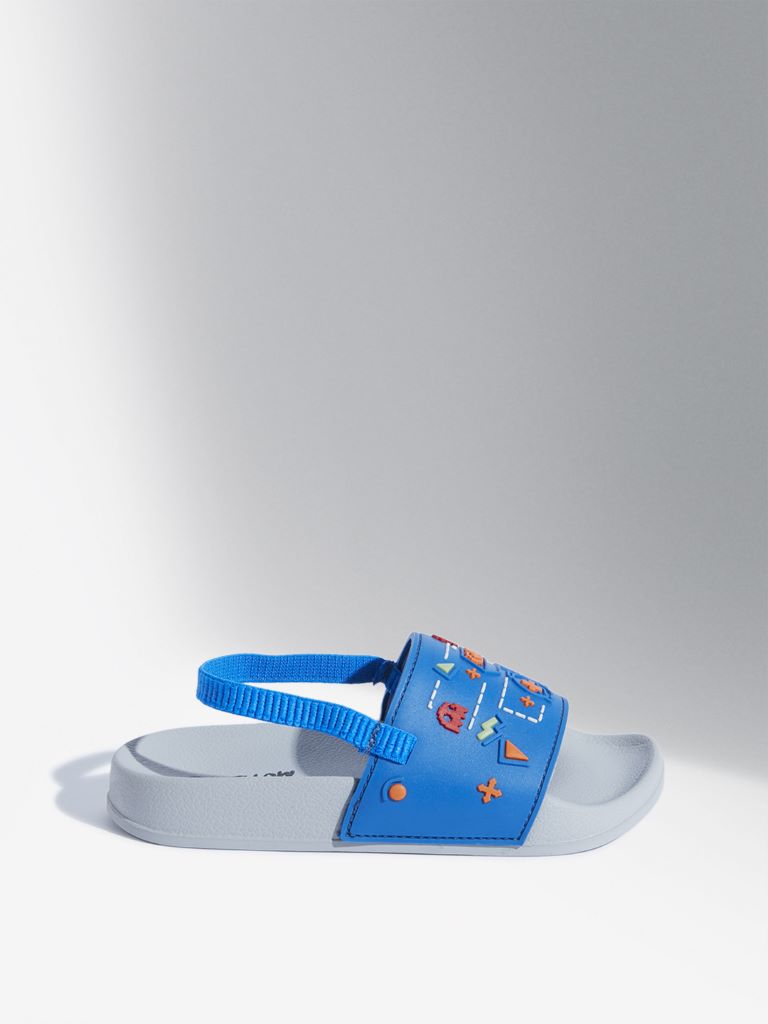 Yellow Blue Pacman Inspired Slingback Slides