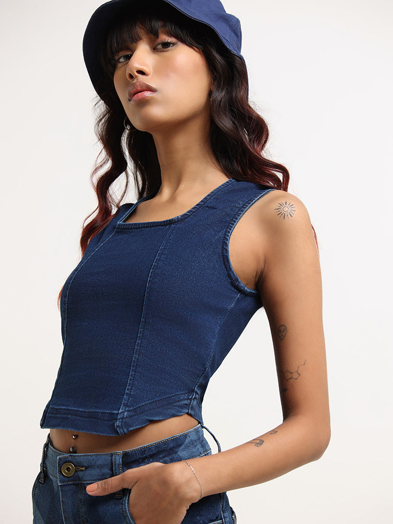 Nuon Blue Denim Crop Top