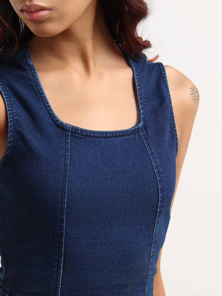 Nuon Blue Denim Crop Top