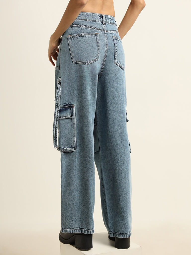 Nuon Blue Wide Leg - Fit Mid - Rise Jeans