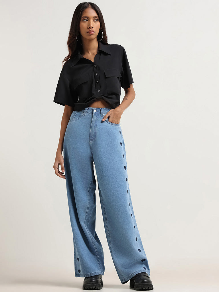 Nuon Blue Relaxed - Fit High - Rise Jeans