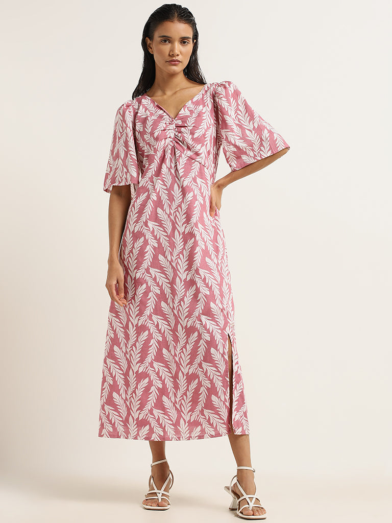 LOV Pink Printed Cotton Dress