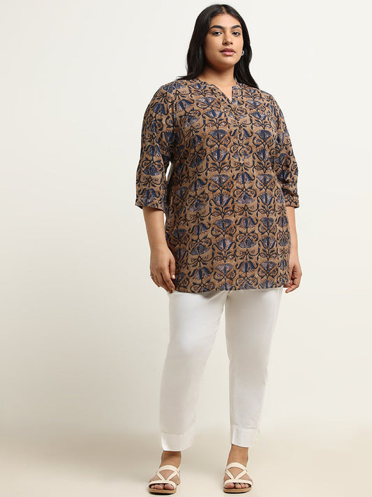 Diza Brown Printed Kurti