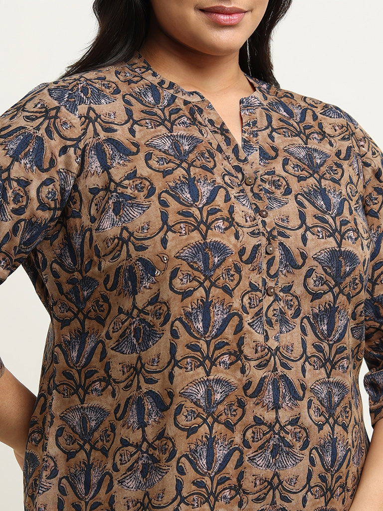 Diza Brown Printed Kurti