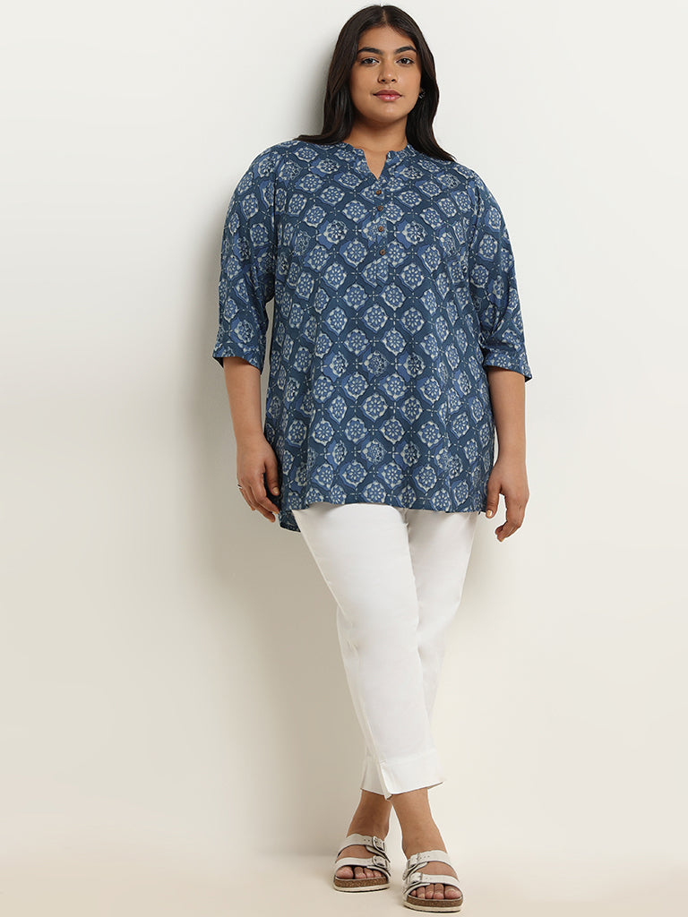 Diza Indigo Printed Kurti