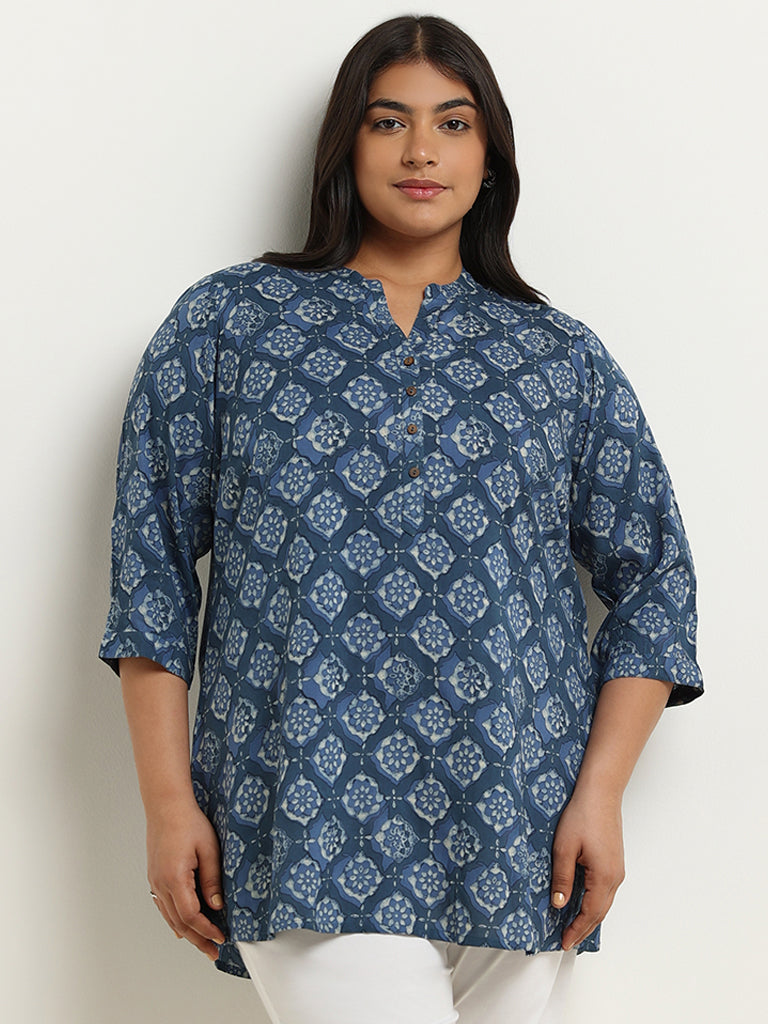 Diza Indigo Printed Kurti