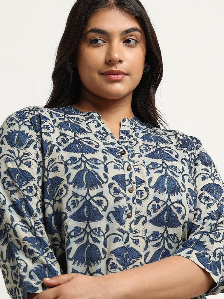 Diza Indigo Printed Kurti