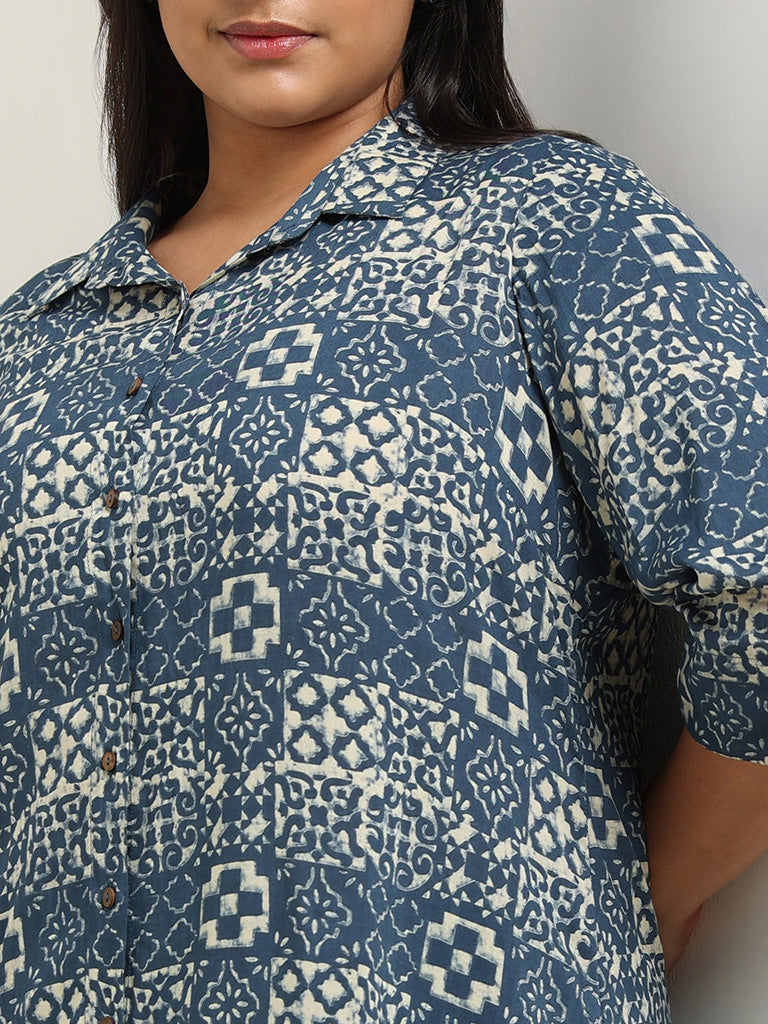 Diza Indigo Printed Tunic