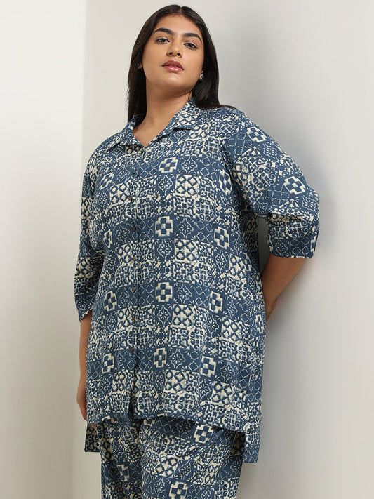 Diza Indigo Printed Tunic