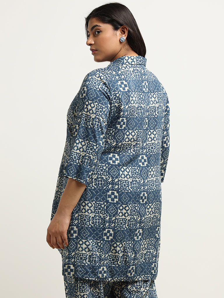 Diza Indigo Printed Tunic