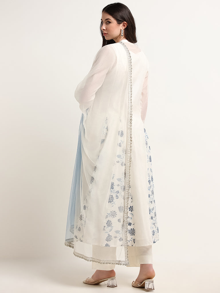 Vark Off-White Floral Print Kurta Set