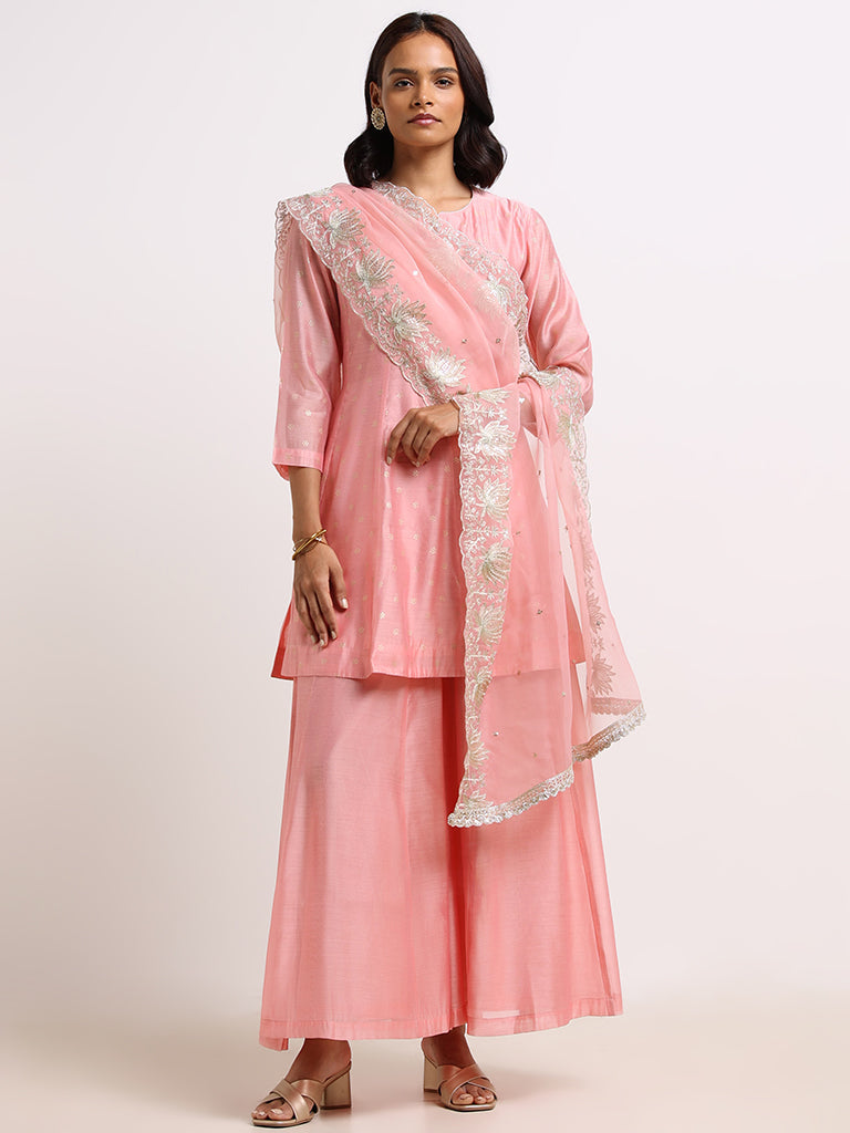 Vark Pink Printed Kurti Set