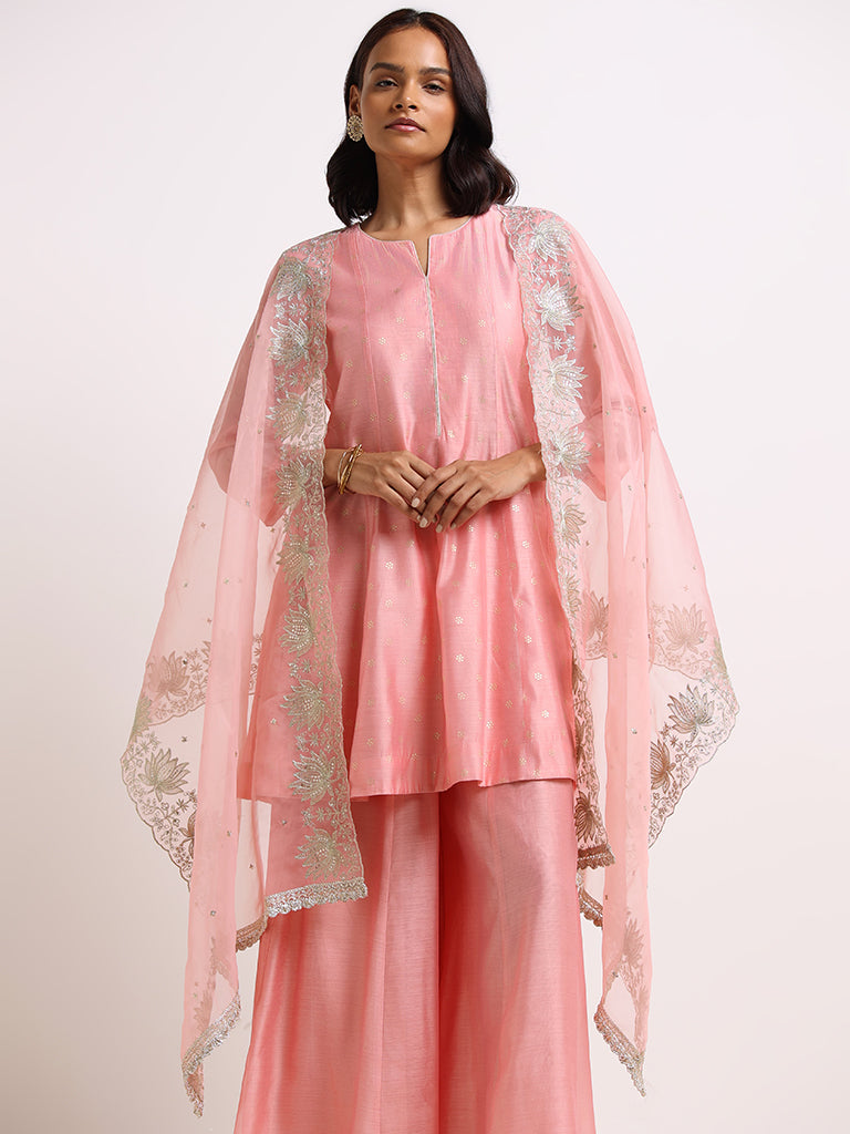 Vark Pink Printed Kurti Set