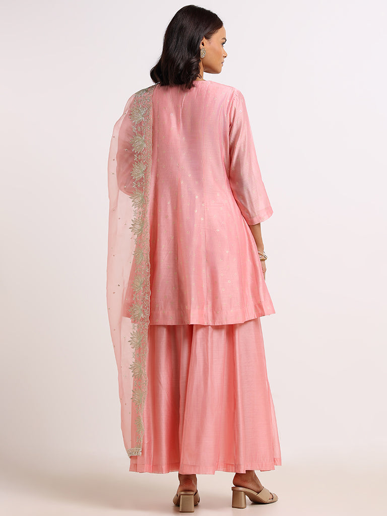 Vark Pink Printed Kurti Set