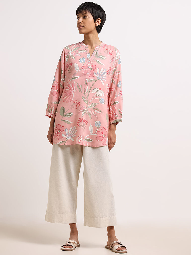 Utsa Pink Printed Kurti