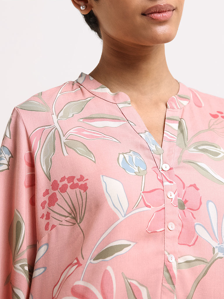 Utsa Pink Printed Kurti