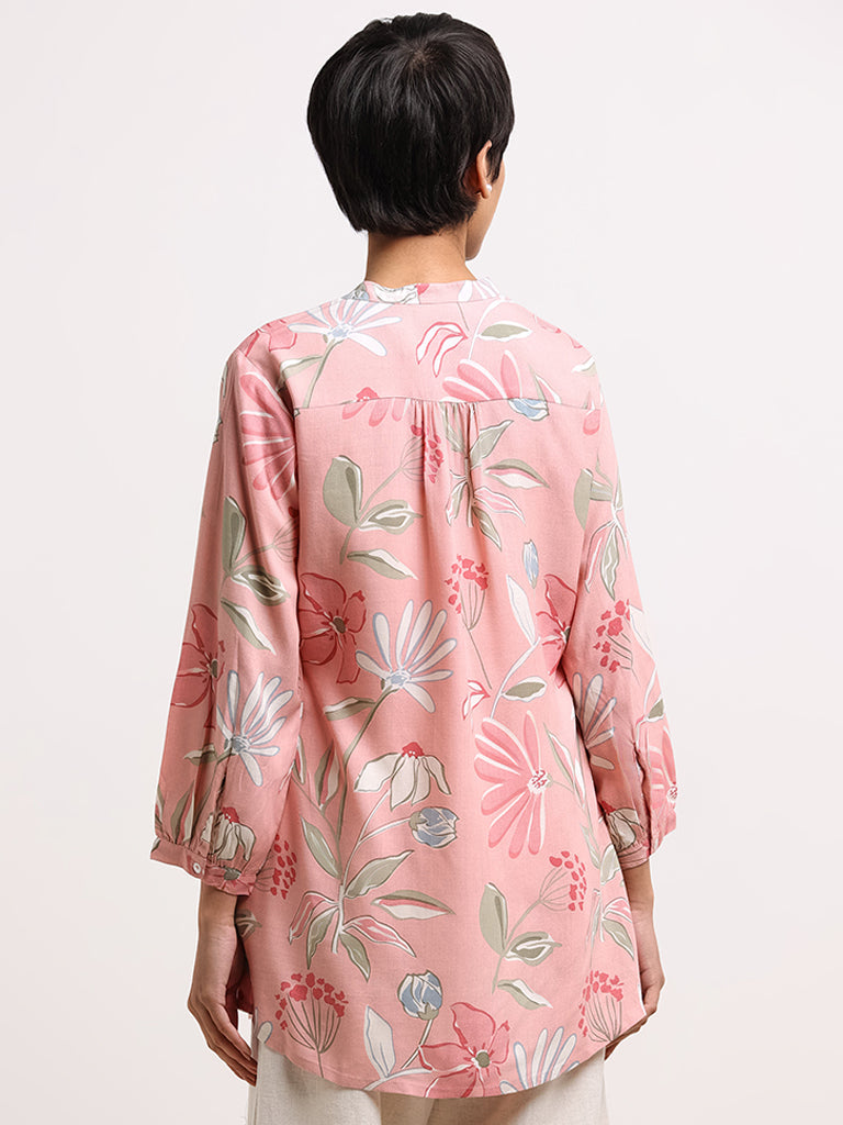 Utsa Pink Printed Kurti