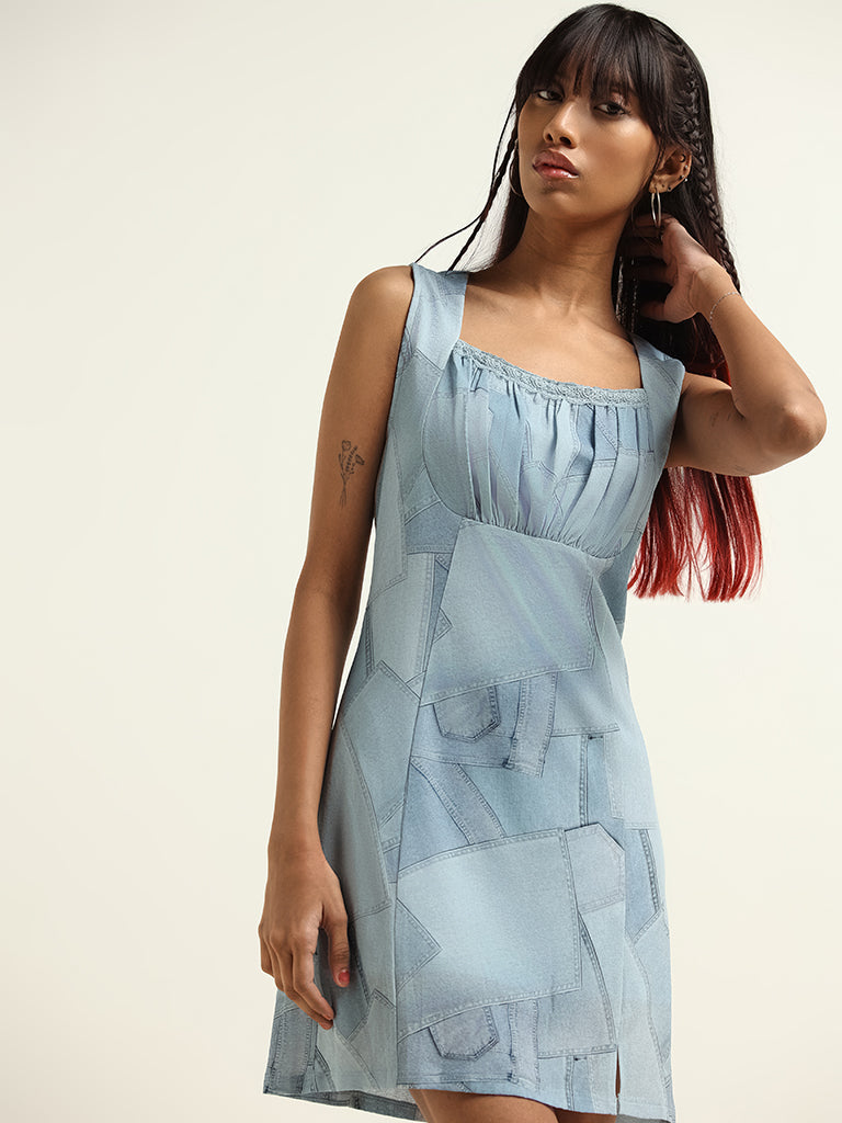 Nuon Blue Printed Dress