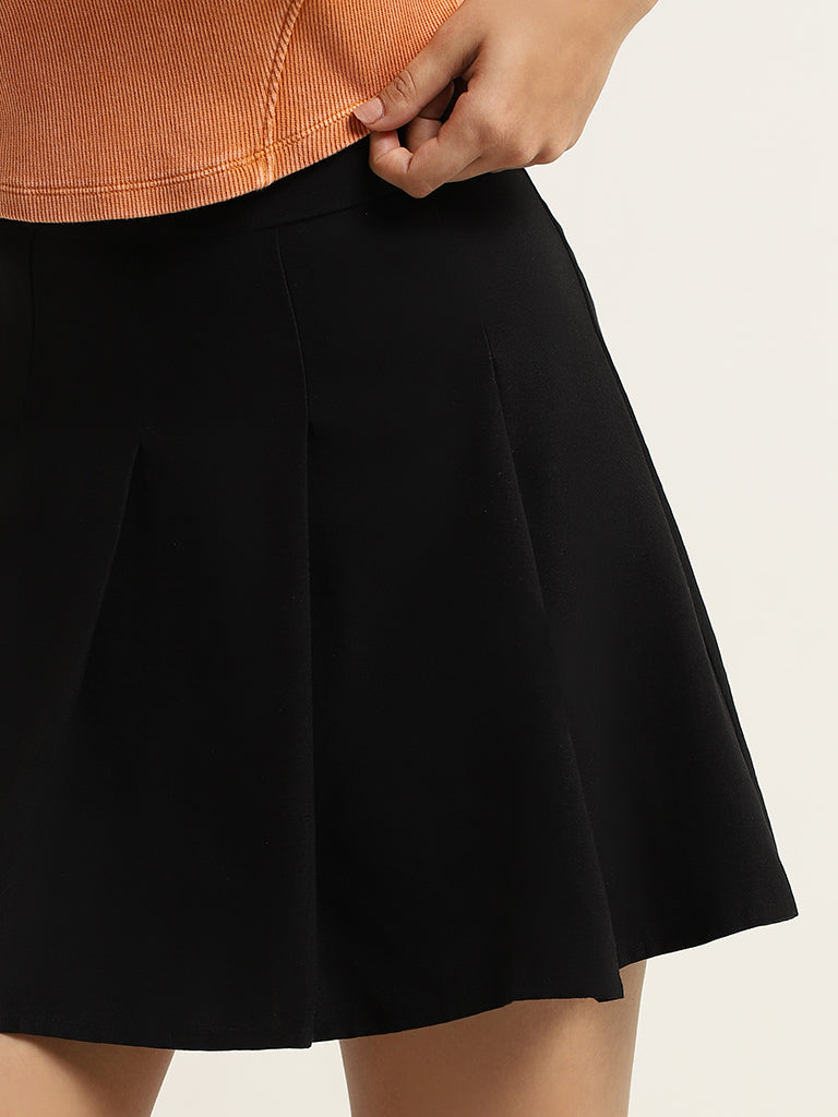 Nuon Black Plain Cotton Skirt