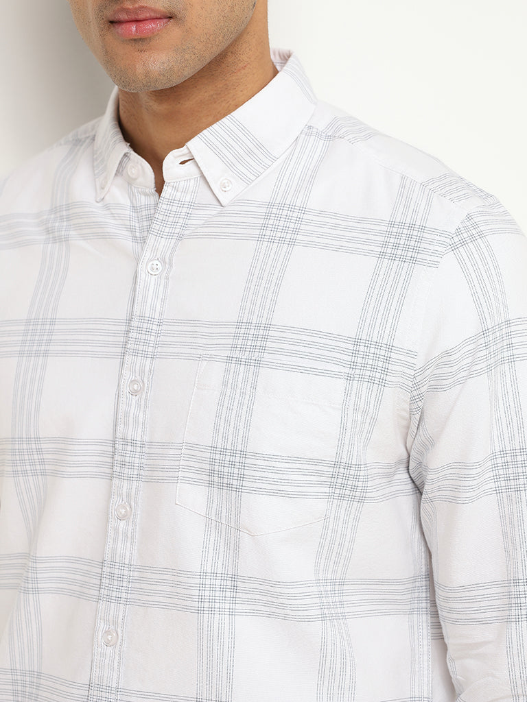 WES Casuals White Cotton Relaxed Fit Shirt