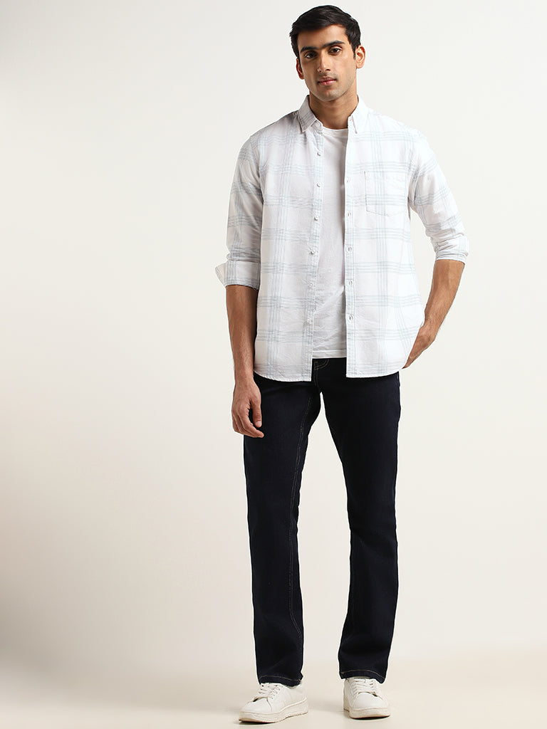 WES Casuals White Cotton Relaxed Fit Shirt