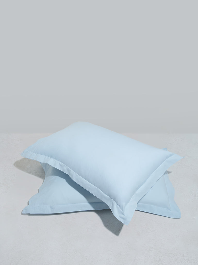 Westside Home Light Blue Solid Pillowcover (Set of 2)