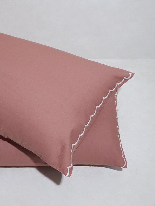 Westside Home Rust Scallop Design Pillow Cover (Set of 2)