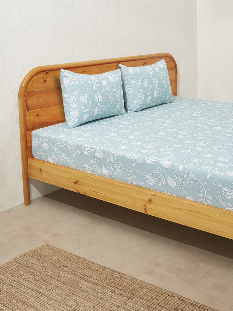 Westside Home Aqua Double Bed Flat Sheet and Pillowcase Set