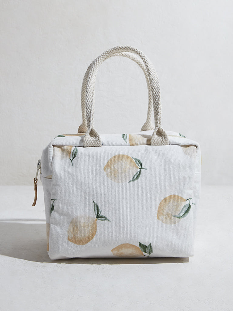 Westside Home Lemon Yellow Printed Tiffin Bag