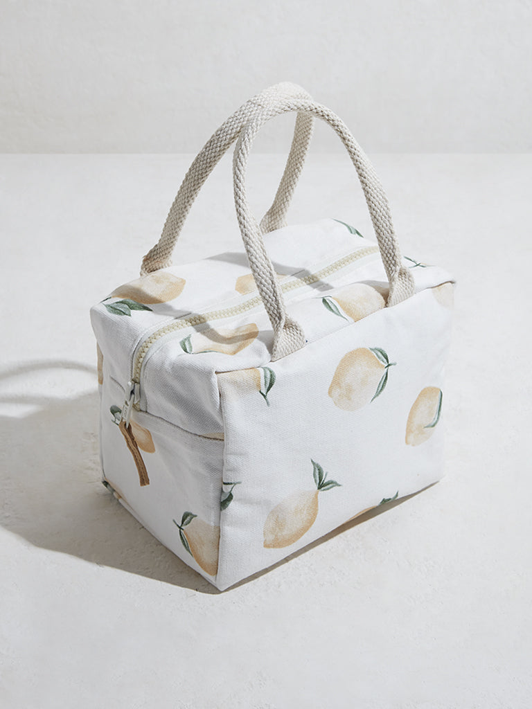 Westside Home Lemon Yellow Printed Tiffin Bag