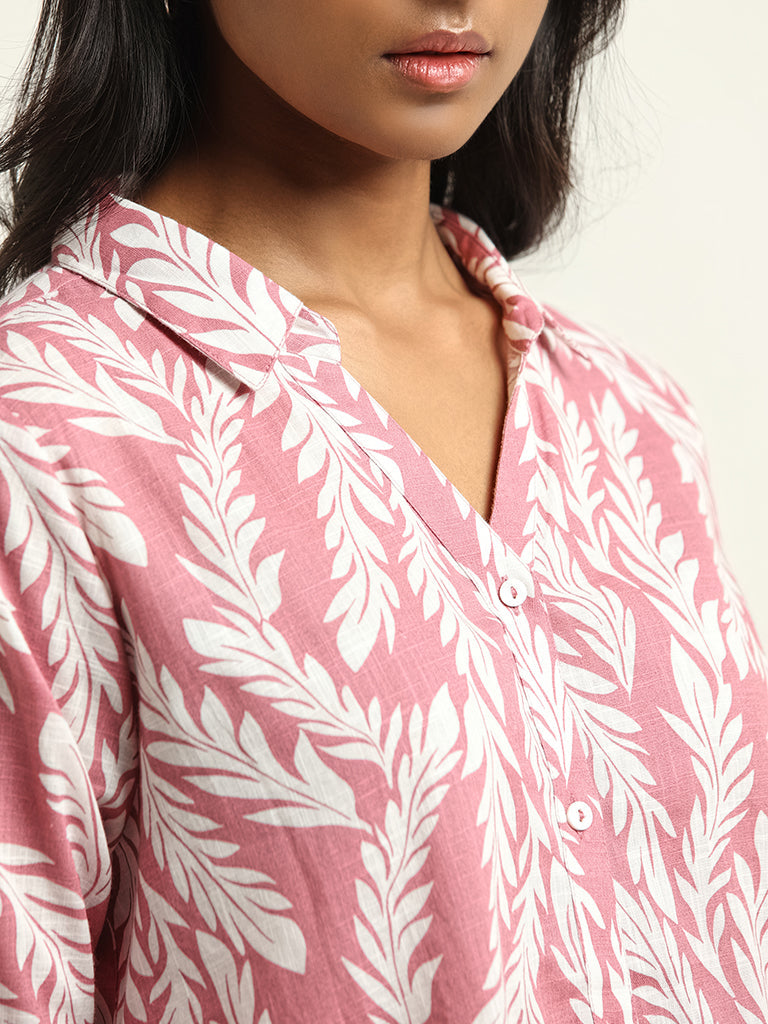 LOV Pink Printed Cotton Shirt