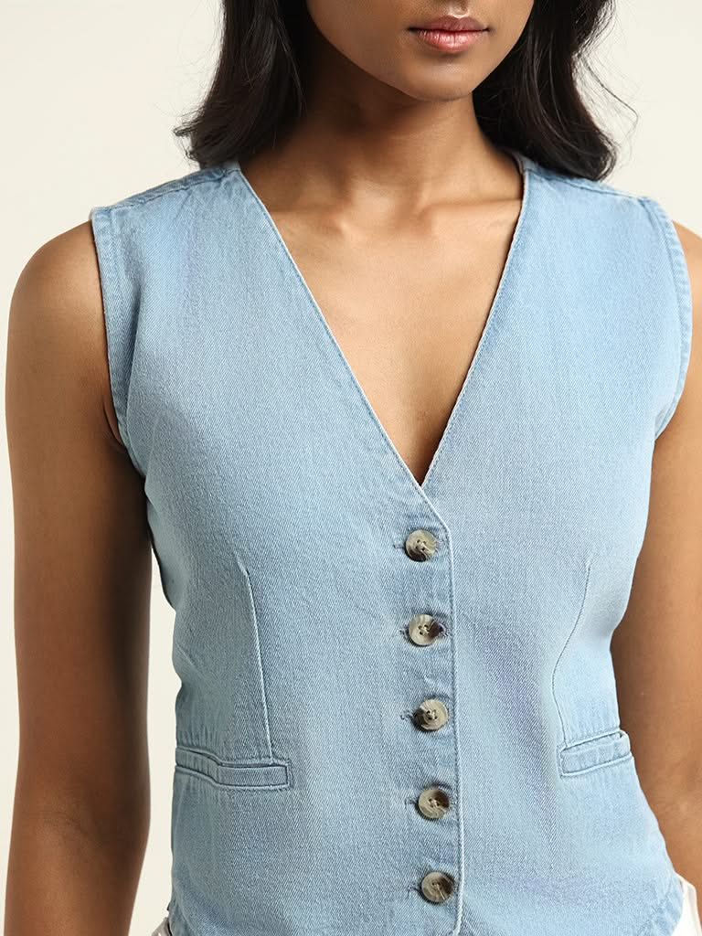 LOV Blue Denim Vest Top