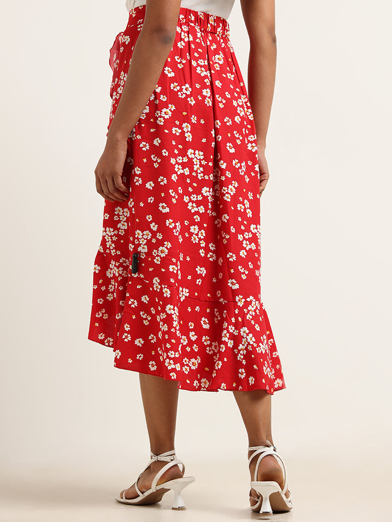 LOV Red Floral Skirt