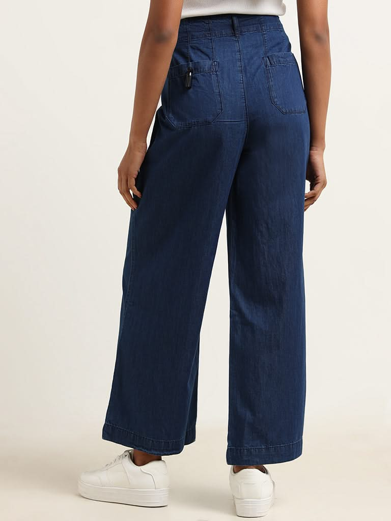 LOV Blue Cotton Flared Trousers