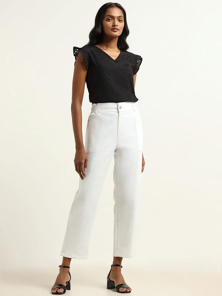 LOV White Wide Leg - Fit Mid - Rise Jeans