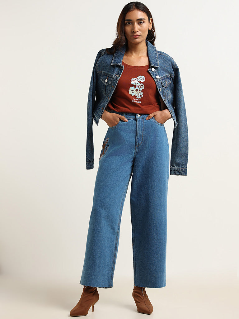 LOV Blue Wide Leg - Fit Mid - Rise Jeans