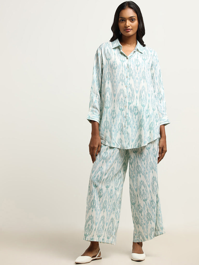 Utsa Aqua Ikat Printed Tunic