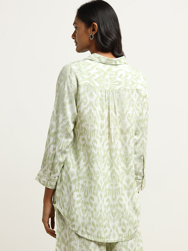 Utsa Green Ikat-Printed Tunic